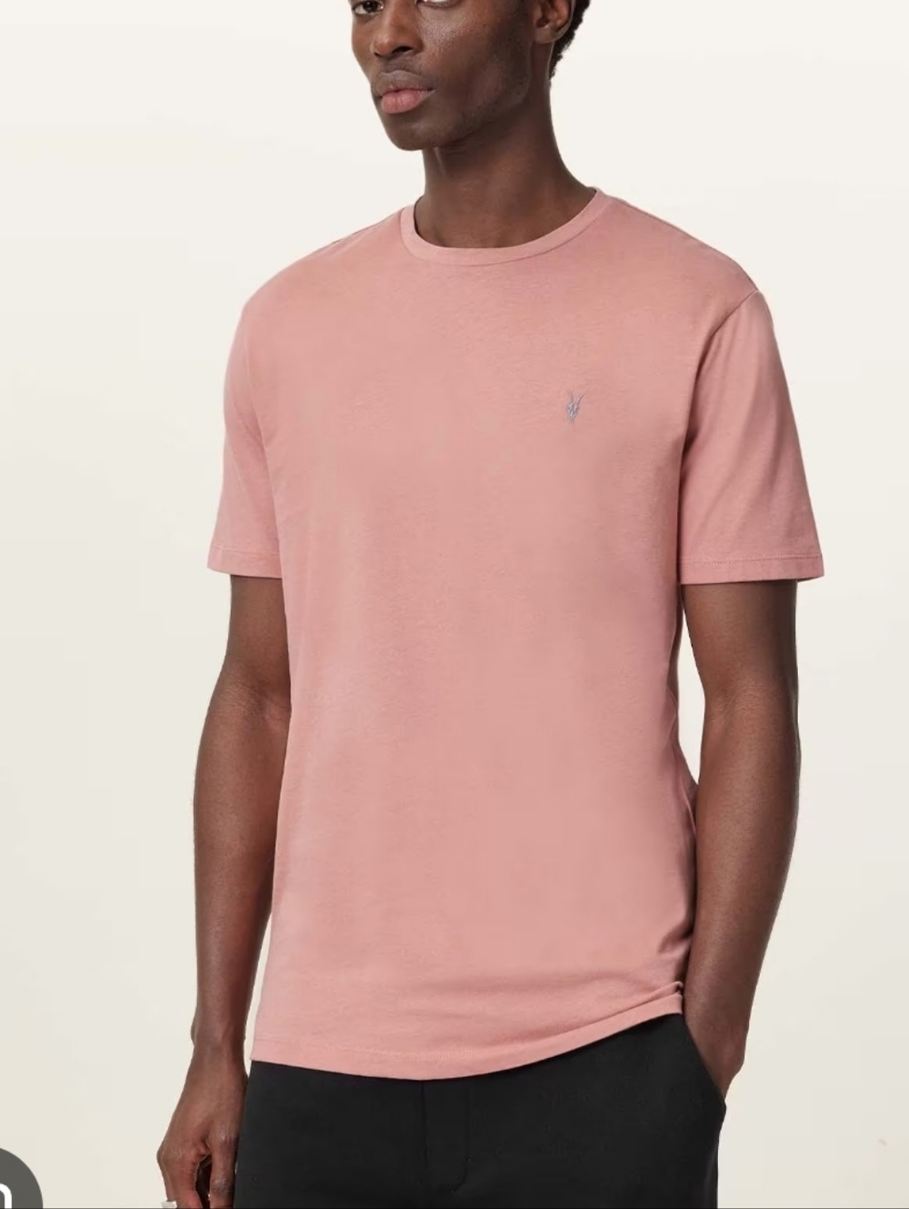 All Saints Brace Brushed Cotton Crew T-Shirt in Cleo Pink Allsaints